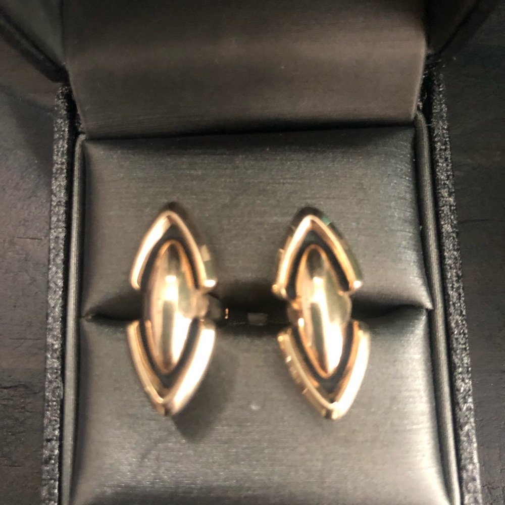 Vintage Gold Marquise Double-Frame Cuff Links -men’s accessories